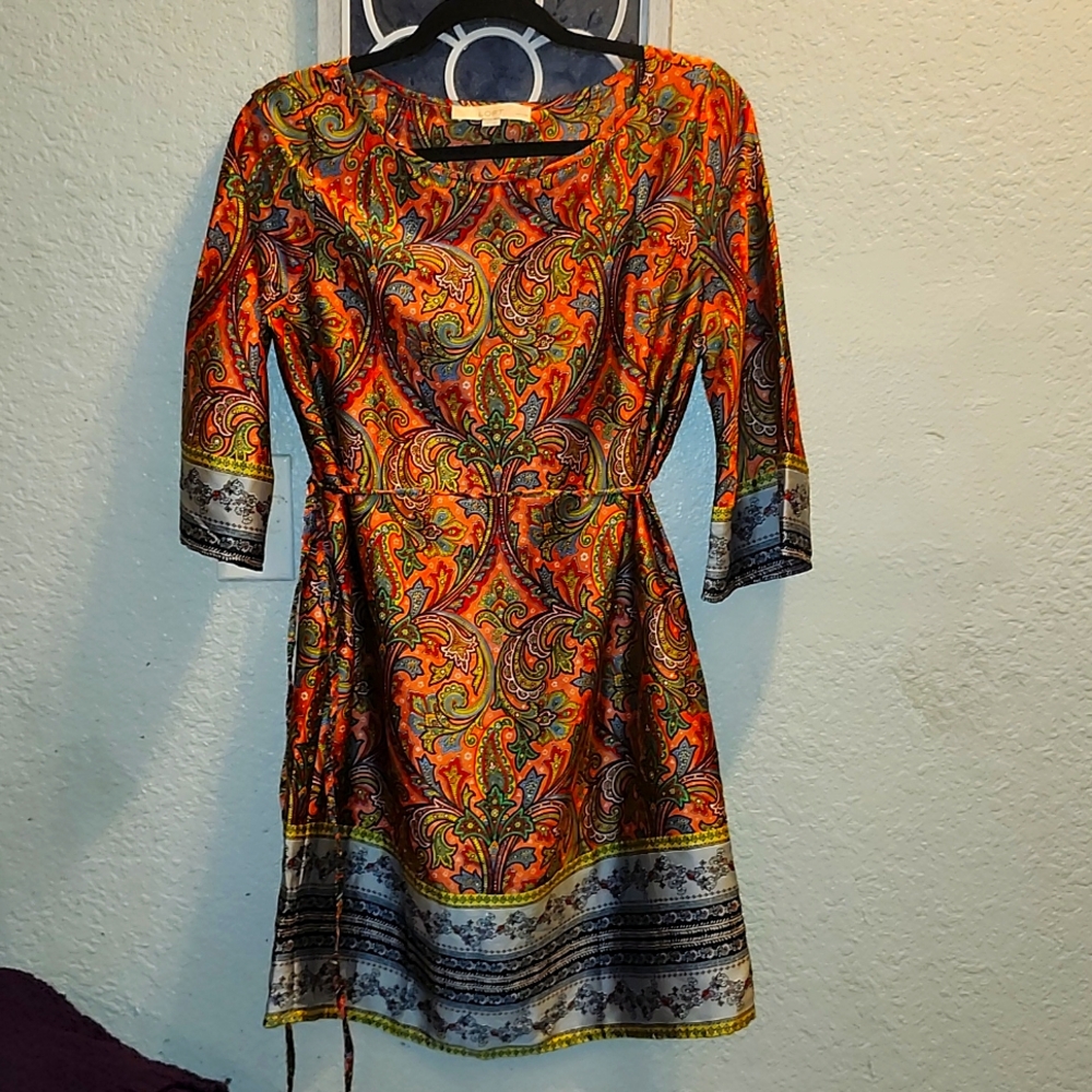Brilliant boho paisley Loft midi dress Size M